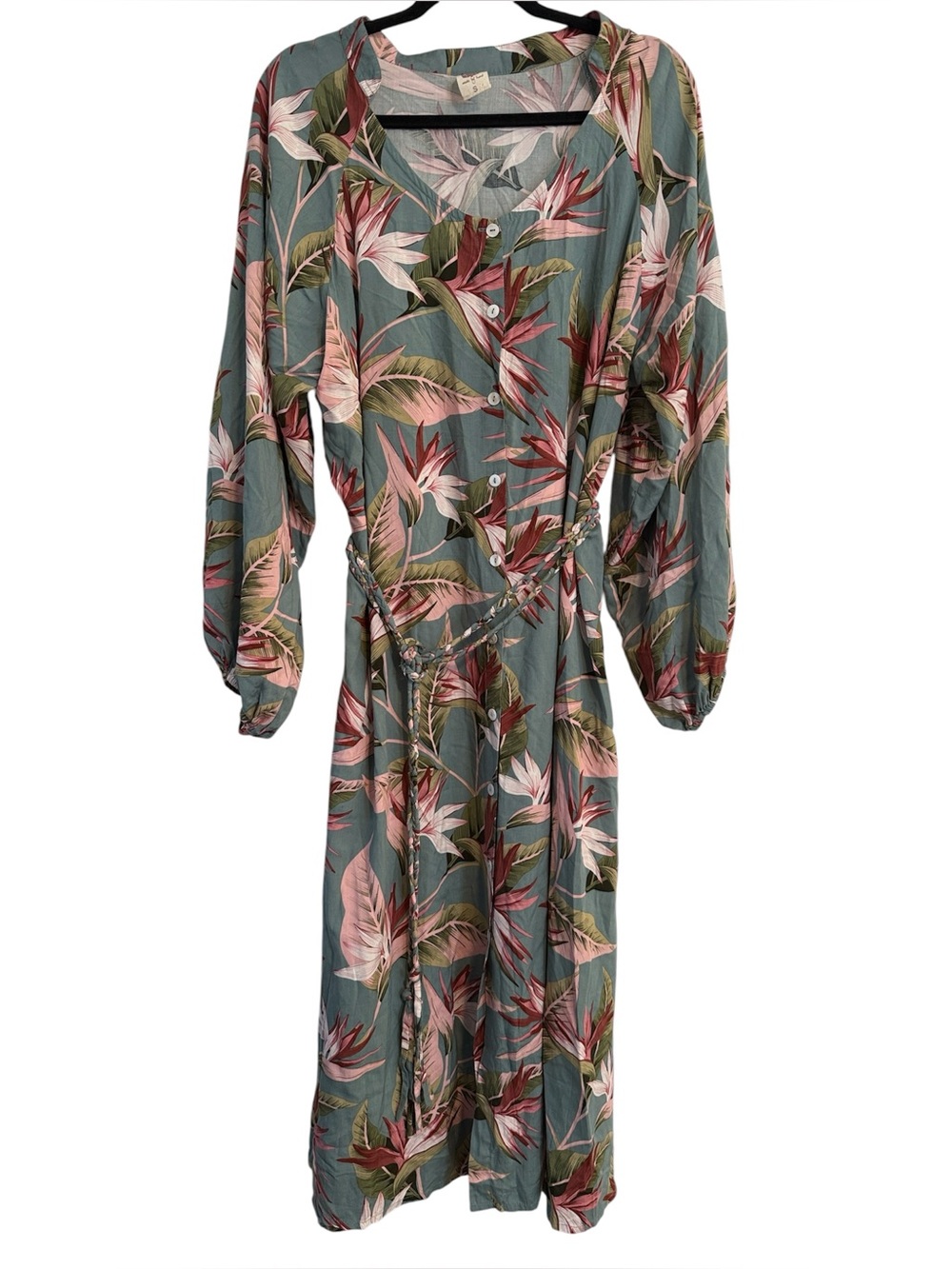 Bali ELF Made by Hand Oversized Floral Belted Midi/Maxi Dress